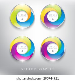Abstract vector banner set. Glass marble with swirl design. Colorful and glossy on the white panel. Vector illustration. Eps10.