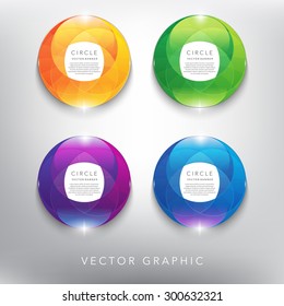 Abstract vector banner set. Glass marble with swirl design. Colorful and glossy on the white panel. Vector illustration. Eps10.