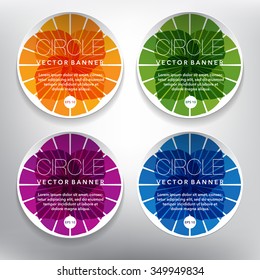 Abstract vector banner set. Paper round notes with swirl design. Colorful on the white panel. Vector illustration. Eps10.