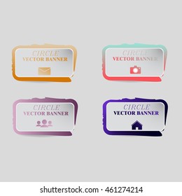 Abstract vector banner set. Paper round notes with swirl design. Colorful on the white panel. Vector illustration. Eps10.
