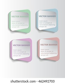 Abstract vector banner set. Paper round notes with swirl design. Colorful on the white panel. Vector illustration. Eps10.