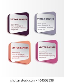 Abstract vector banner set. Paper round notes with swirl design. Colorful on the white panel. Vector illustration. Eps10.