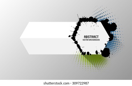 abstract vector banner with splatters and halftone effect