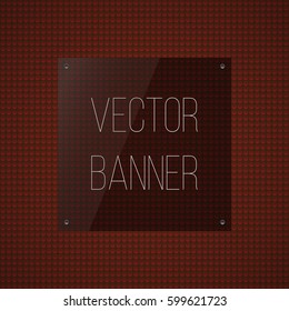 Abstract vector banner with square glass. Dark Red Circles Background. Vector Illustration.