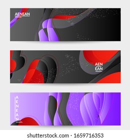 Abstract vector banner template with bright gradient wavy organic overlapping shapes grunge textured. Fluid wavy lines art. Template for seasonal sale advertising  marketing technology.