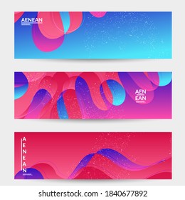 Abstract vector banner template with bright gradient wavy organic overlapping shapes grunge textured. Fluid wavy lines art. Template for seasonal sale advertising  marketing technology.