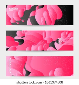 Abstract vector banner template with bright gradient wavy organic overlapping shapes grunge textured. Fluid wavy lines art. Template for seasonal sale advertising  marketing technology.