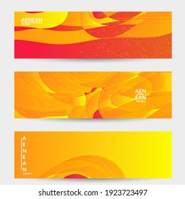 Abstract vector banner template with bright gradient wavy organic overlapping shapes grunge textured. Fluid wavy lines art. Disco music 80’s poster design. Social media frame or border.