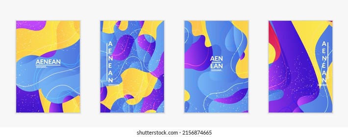 Abstract vector banner template with bright gradient wavy organic overlapping shapes grunge textured. Fluid wavy lines art. Template for seasonal sale advertising  marketing technology.