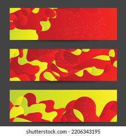 Abstract vector banner template with bright gradient wavy organic overlapping shapes grunge textured. Fluid wavy lines art. Disco music 80’s poster design. Social media frame or border.