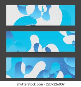Abstract vector banner template with bright gradient wavy organic overlapping shapes grunge textured. Fluid wavy lines art. Disco music 80’s poster design. Social media frame or border.