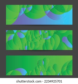 Abstract vector banner template with bright gradient wavy organic overlapping shapes grunge textured. Fluid wavy lines art. Disco music 80’s poster design. Social media frame or border.