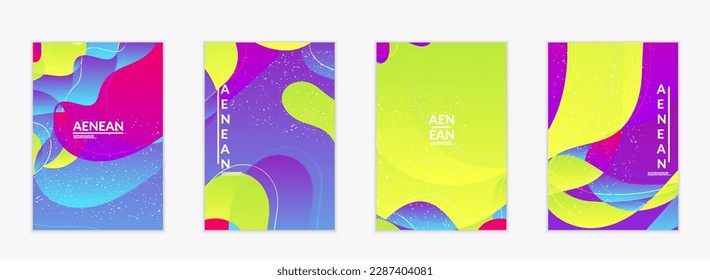 Abstract vector banner template with bright gradient wavy organic overlapping shapes grunge textured. Fluid wavy lines art. Template for seasonal sale advertising  marketing technology.