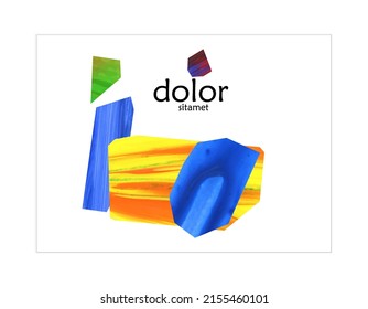 Abstract vector banner template with colorful bright acrylic textured shapes. Hand drawn collage art digital paint. Universal layout with multicolored paint brushed paper cut collage craft design.