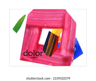 Abstract vector banner template with colorful bright acrylic textured shapes. Hand drawn collage art digital paint. Universal layout with multicolored paint brushed paper cut collage craft design.
