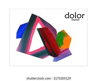 Abstract vector banner template with colorful bright acrylic textured shapes. Hand drawn collage art digital paint. Universal layout with multicolored paint brushed paper cut collage craft design.