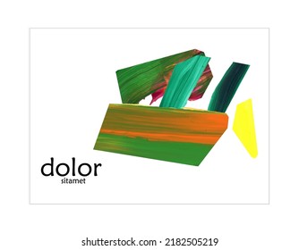 Abstract vector banner template with colorful bright acrylic textured shapes. Hand drawn collage art digital paint. Universal layout with multicolored paint brushed paper cut collage craft design.