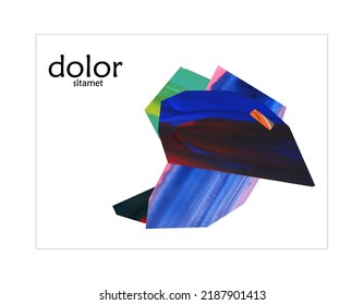 Abstract vector banner template with colorful bright acrylic textured shapes. Hand drawn collage art digital paint. Universal layout with multicolored paint brushed paper cut collage craft design.