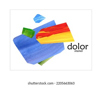 Abstrakte Vektorbanner-Vorlage mit bunten, hellen Acryl-strukturierten Formen. Handgezeichnete Collage Art digitale Farbe. Universelles Layout mit mehrfarbigem, lackiertem Papier, das als Collage entworfen wurde.