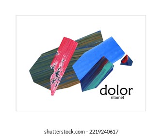 Abstract vector banner template with colorful bright acrylic textured shapes. Hand drawn collage art digital paint. Universal layout with multicolored paint brushed paper cut collage craft design.