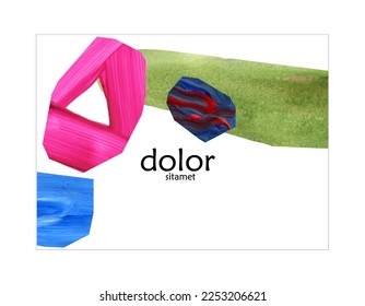 Abstract vector banner template with colorful bright acrylic textured shapes. Hand drawn collage art digital paint. Universal layout with multicolored paint brushed paper cut collage craft design.