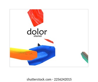 Abstract vector banner template with colorful bright acrylic textured shapes. Hand drawn collage art digital paint. Universal layout with multicolored paint brushed paper cut collage craft design.