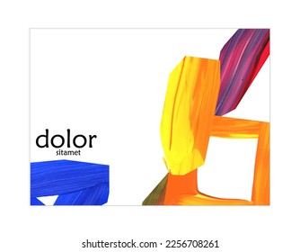 Abstract vector banner template with colorful bright acrylic textured shapes. Hand drawn collage art digital paint. Universal layout with multicolored paint brushed paper cut collage craft design.