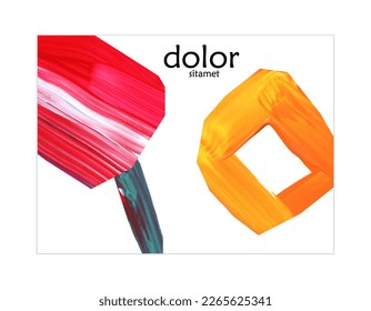 Abstract vector banner template with colorful bright acrylic textured shapes. Hand drawn collage art digital paint. Universal layout with multicolored paint brushed paper cut collage craft design.