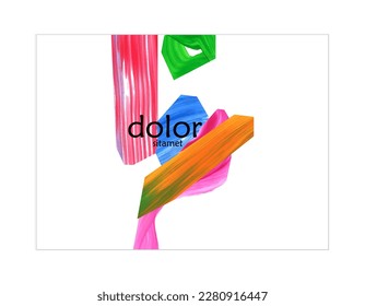 Abstract vector banner template with colorful bright acrylic textured shapes. Hand drawn collage art digital paint. Universal layout with multicolored paint brushed paper cut collage craft design.