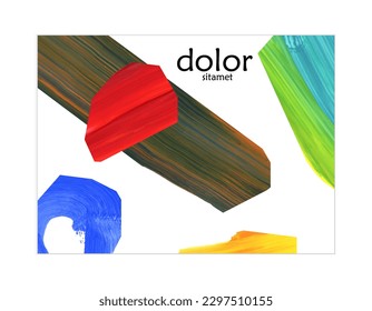 Abstract vector banner template with colorful bright acrylic textured shapes. Hand drawn collage art digital paint. Universal layout with multicolored paint brushed paper cut collage craft design.