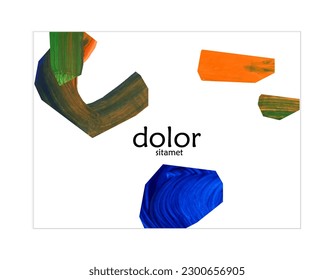 Abstract vector banner template with colorful bright acrylic textured shapes. Hand drawn collage art digital paint. Universal layout with multicolored paint brushed paper cut collage craft design.