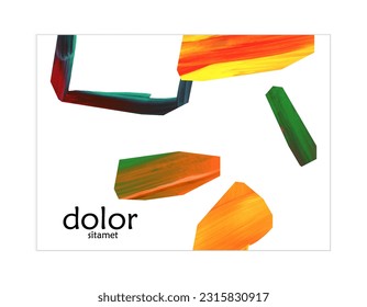 Abstract vector banner template with colorful bright acrylic textured shapes. Hand drawn collage art digital paint. Universal layout with multicolored paint brushed paper cut collage craft design.