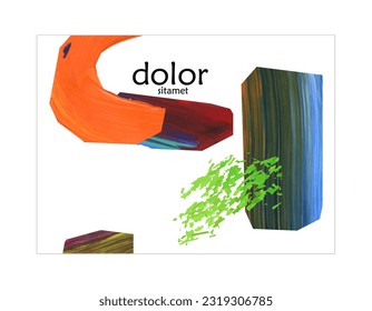 Abstract vector banner template with colorful bright acrylic textured shapes. Hand drawn collage art digital paint. Universal layout with multicolored paint brushed paper cut collage craft design.