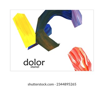 Abstract vector banner template with colorful bright acrylic textured shapes. Hand drawn collage art digital paint. Universal layout with multicolored paint brushed paper cut collage craft design.