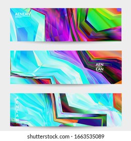 Plantilla de banner vector abstracto. Patrón de color vibrante geométrico diagonal. Luz polarizada en la estructura de cristal microscópico. Fondo de textura artística multicolor filtrado por ordenador dinámico