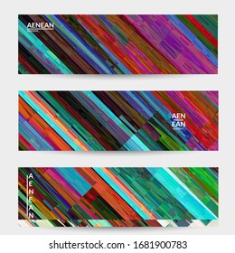 Plantilla de banner vector abstracto. Patrón de color vibrante geométrico diagonal. Luz polarizada en la estructura de cristal microscópico. Fondo de textura artística multicolor filtrado por ordenador dinámico