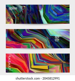 Plantilla de banner vector abstracto. Patrón diagonal geométrico de color vibrante. Luz polarizada en la estructura de cristal de visión microscópica. Fondo de textura artística multicolor filtrado por computadora dinámica