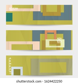Abstract vector banner template with folded paper overlapping geometric shapes. Environmental design with cut out geometric objects made of recycled reused paper. Top view geometric pattern.