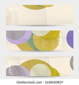 Abstract vector banner template with folded paper overlapping geometric shapes. Environmental design with cut out geometric objects made of recycled reused paper. Top view geometric pattern.