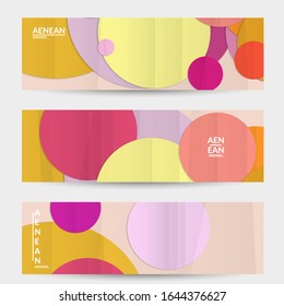 Abstract vector banner template with folded paper overlapping geometric shapes. Environmental design with cut out geometric objects made of recycled reused paper. Top view geometric pattern.