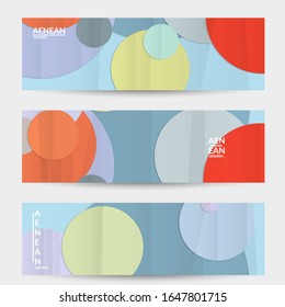 Abstract vector banner template with folded paper overlapping geometric shapes. Environmental design with cut out geometric objects made of recycled reused paper. Top view geometric pattern.