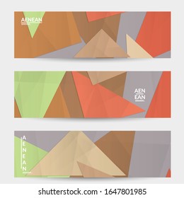 Abstract vector banner template with folded paper overlapping geometric shapes. Environmental design with cut out geometric objects made of recycled reused paper. Top view geometric pattern.