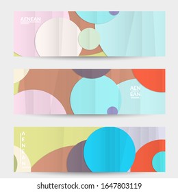 Abstract vector banner template with folded paper overlapping geometric shapes. Environmental design with cut out geometric objects made of recycled reused paper. Top view geometric pattern.