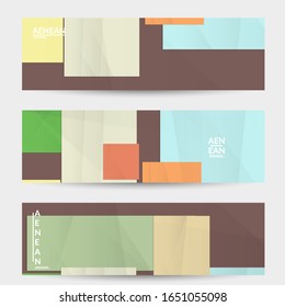 Abstract vector banner template with folded paper overlapping geometric shapes. Environmental design with cut out geometric objects made of recycled reused paper. Top view geometric pattern.