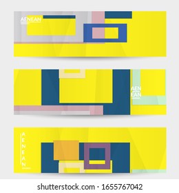 Abstract vector banner template with folded paper overlapping geometric shapes. Environmental design with cut out geometric objects made of recycled reused paper. Top view geometric pattern.
