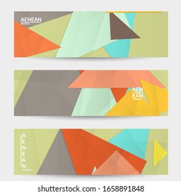 Abstract vector banner template with folded paper overlapping geometric shapes. Environmental design with cut out geometric objects made of recycled reused paper. Top view geometric pattern.