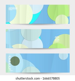 Abstract vector banner template with folded paper overlapping geometric shapes. Environmental design with cut out geometric objects made of recycled reused paper. Top view geometric pattern.