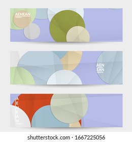 Abstract vector banner template with folded paper overlapping geometric shapes. Environmental design with cut out geometric objects made of recycled reused paper. Top view geometric pattern.
