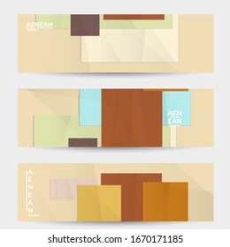 Abstract vector banner template with folded paper overlapping geometric shapes. Environmental design with cut out geometric objects made of recycled reused paper. Top view geometric pattern.