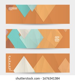 Abstract vector banner template with folded paper overlapping geometric shapes. Environmental design with cut out geometric objects made of recycled reused paper. Top view geometric pattern.